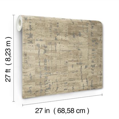 York Wallcoverings Woodnote Pop The Cork Taupe Wallpaper Modern Cork Browns   - GN2651