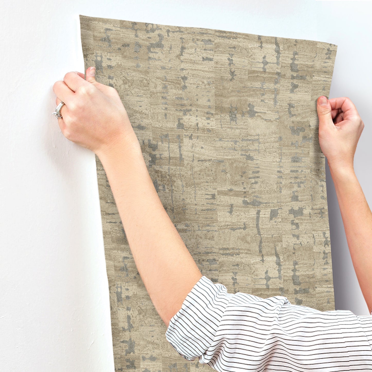 York Wallcoverings Woodnote Pop The Cork Taupe Wallpaper Modern Cork Browns   - GN2651