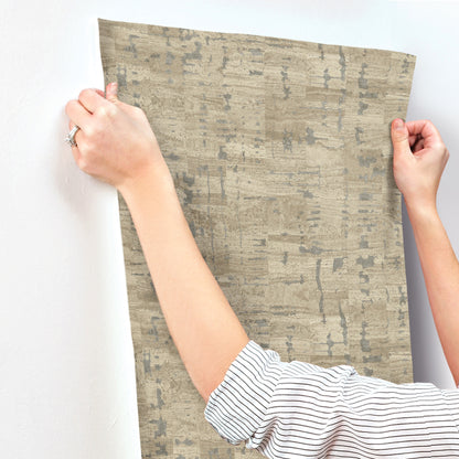 York Wallcoverings Woodnote Pop The Cork Taupe Wallpaper Modern Cork Browns   - GN2651
