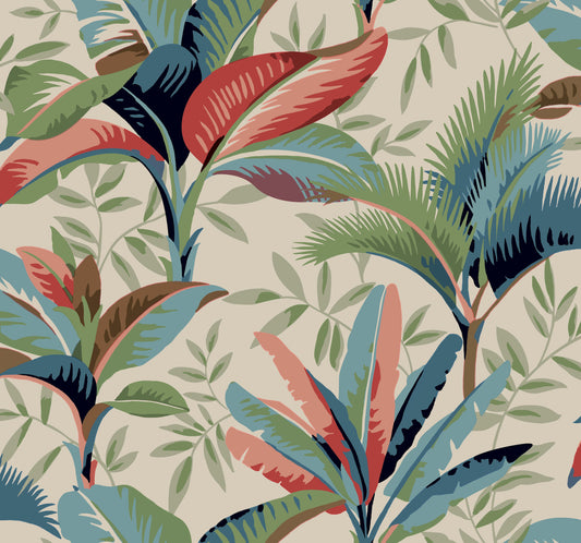 York Wallcoverings Greenhouse Summerhouse Savanna Wallpaper  Tropical Multicolor   - GO8203