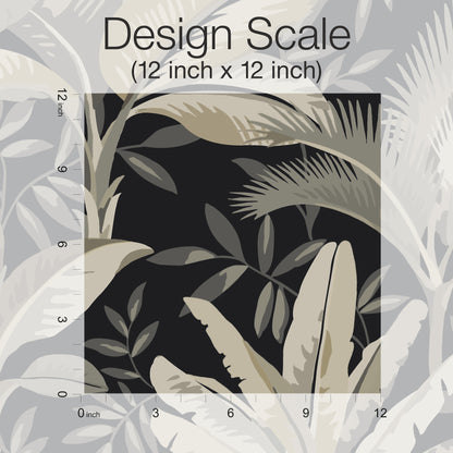 York Wallcoverings Greenhouse Summerhouse Midnight Wallpaper  Tropical Blacks   - GO8204