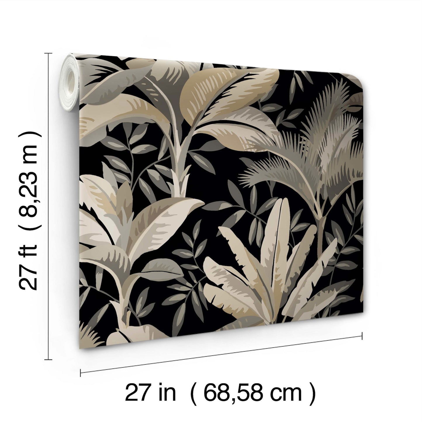 York Wallcoverings Greenhouse Summerhouse Midnight Wallpaper  Tropical Blacks   - GO8204