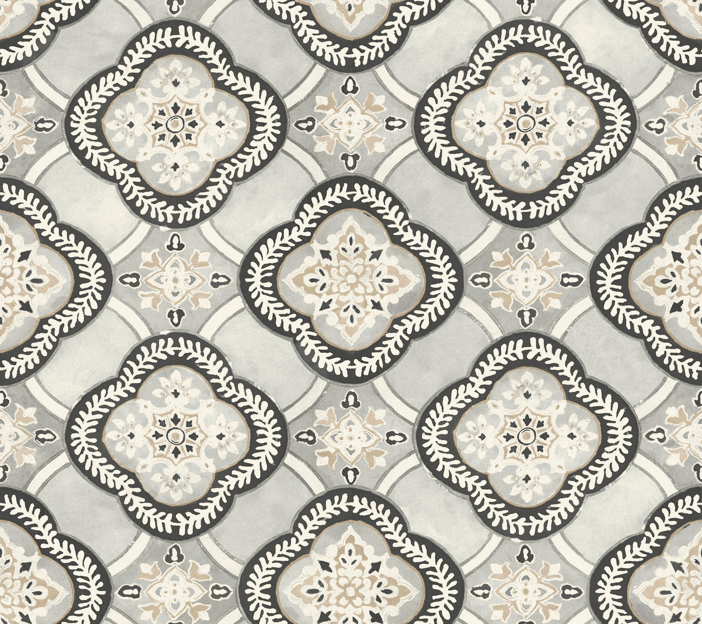 York Wallcoverings Greenhouse Garden Trellis Onyx Wallpaper  Geometrics Greys   - GO8213