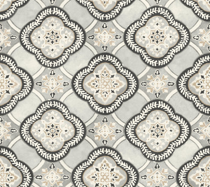 York Wallcoverings Greenhouse Garden Trellis Onyx Wallpaper  Geometrics Greys   - GO8213