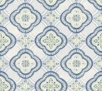 York Wallcoverings Greenhouse Garden Trellis Cobalt Wallpaper  Geometrics Blues   - GO8216