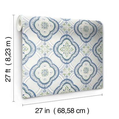 York Wallcoverings Greenhouse Garden Trellis Cobalt Wallpaper  Geometrics Blues   - GO8216