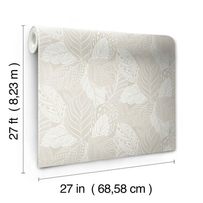 York Wallcoverings Greenhouse Vinca White Metallic Wallpaper  Botanical Metallics   - GO8222