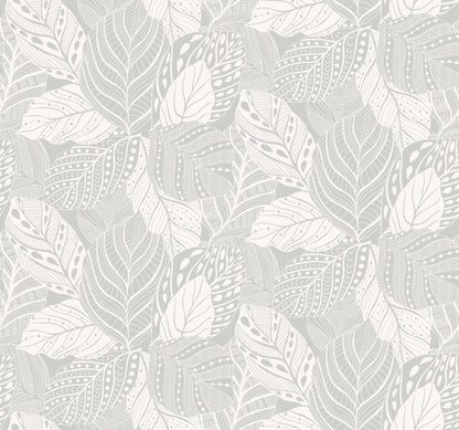 York Wallcoverings Greenhouse Vinca Grey Wallpaper  Botanical Greys   - GO8223