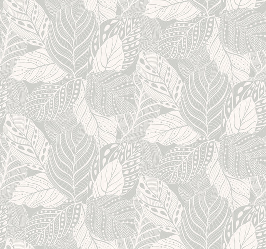 York Wallcoverings Greenhouse Vinca Grey Wallpaper  Botanical Greys   - GO8223