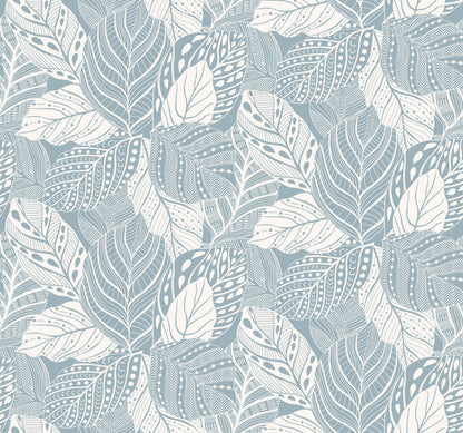York Wallcoverings Greenhouse Vinca Blue Wallpaper  Botanical Blues   - GO8225