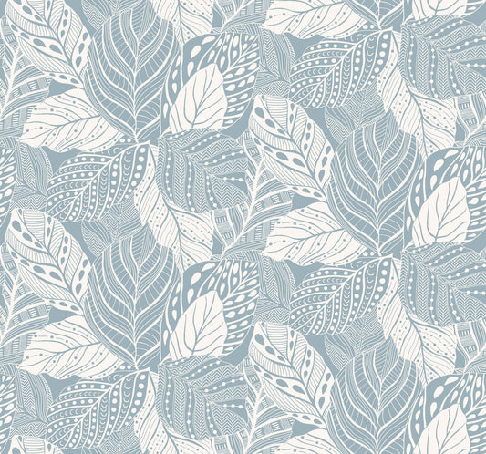York Wallcoverings Greenhouse Vinca Blue Wallpaper  Botanical Blues   - GO8225