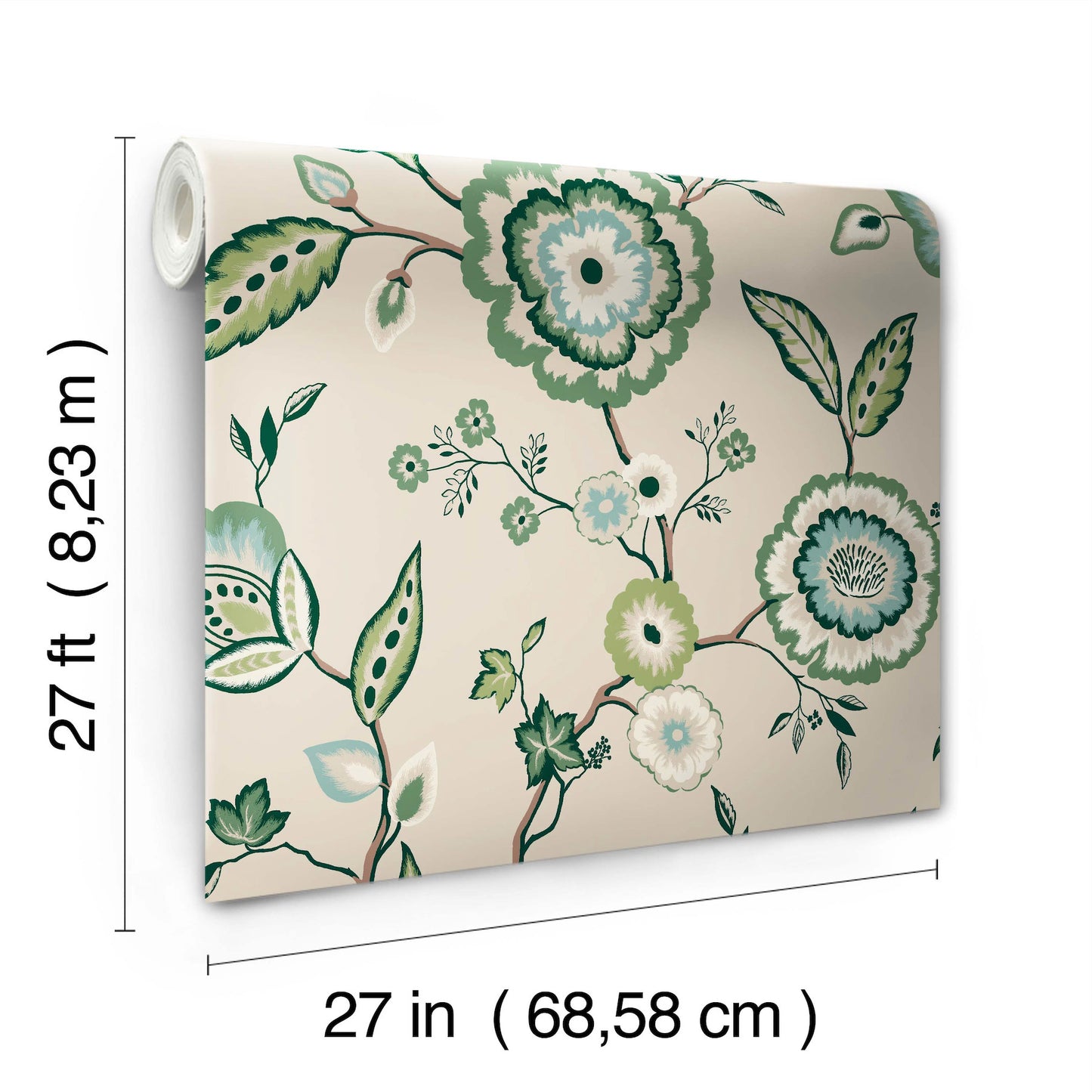 York Wallcoverings Earthy Tones Dahlia Blooms Green & Beige Wallpaper Florals & Flowers Florals & Flowers Green & Beige   - GO8233