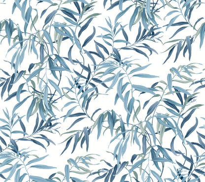 York Wallcoverings Greenhouse Willow Grove Sky Blue Wallpaper  Botanical Blues   - GO8242