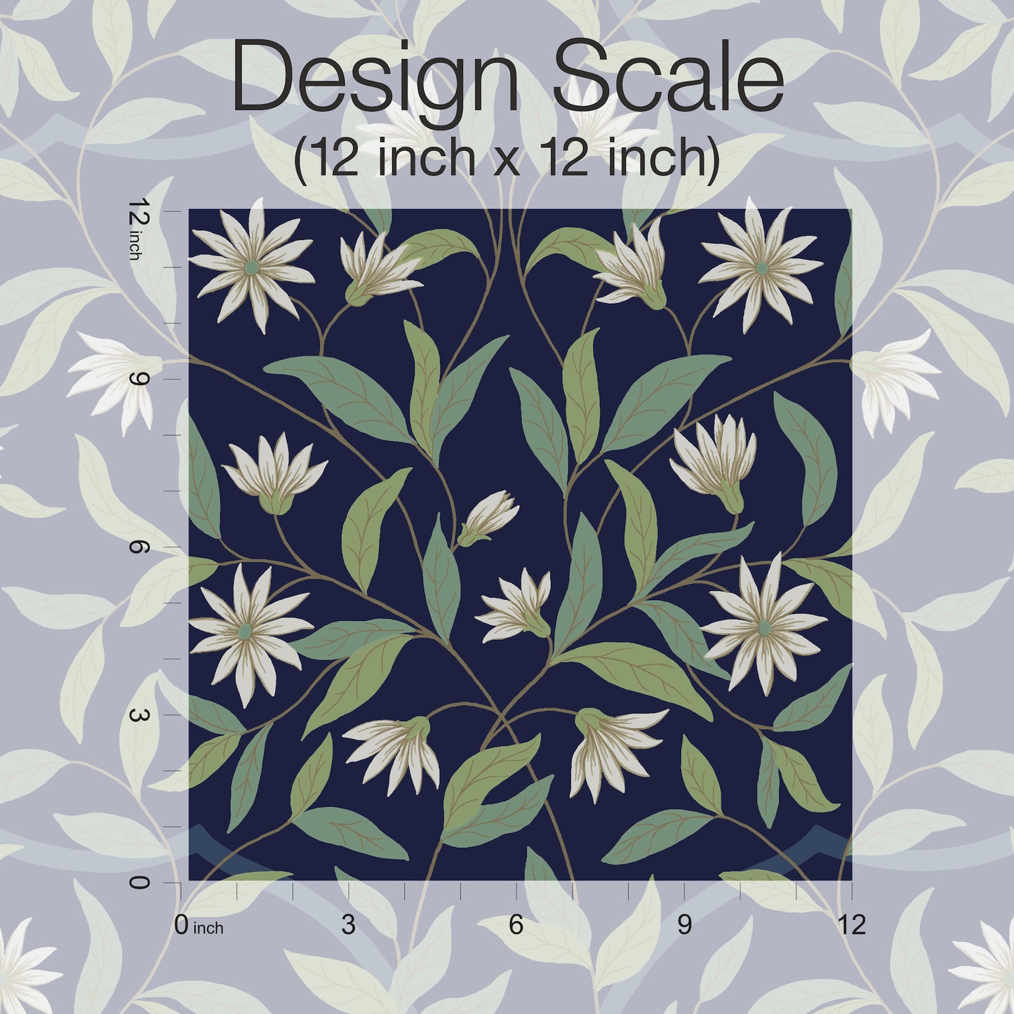 York Wallcoverings Earthy Tones Jasmine Blue Metallic Wallpaper  Florals and Flowers Blues   - GO8251