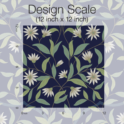 York Wallcoverings Earthy Tones Jasmine Blue Metallic Wallpaper  Florals and Flowers Blues   - GO8251