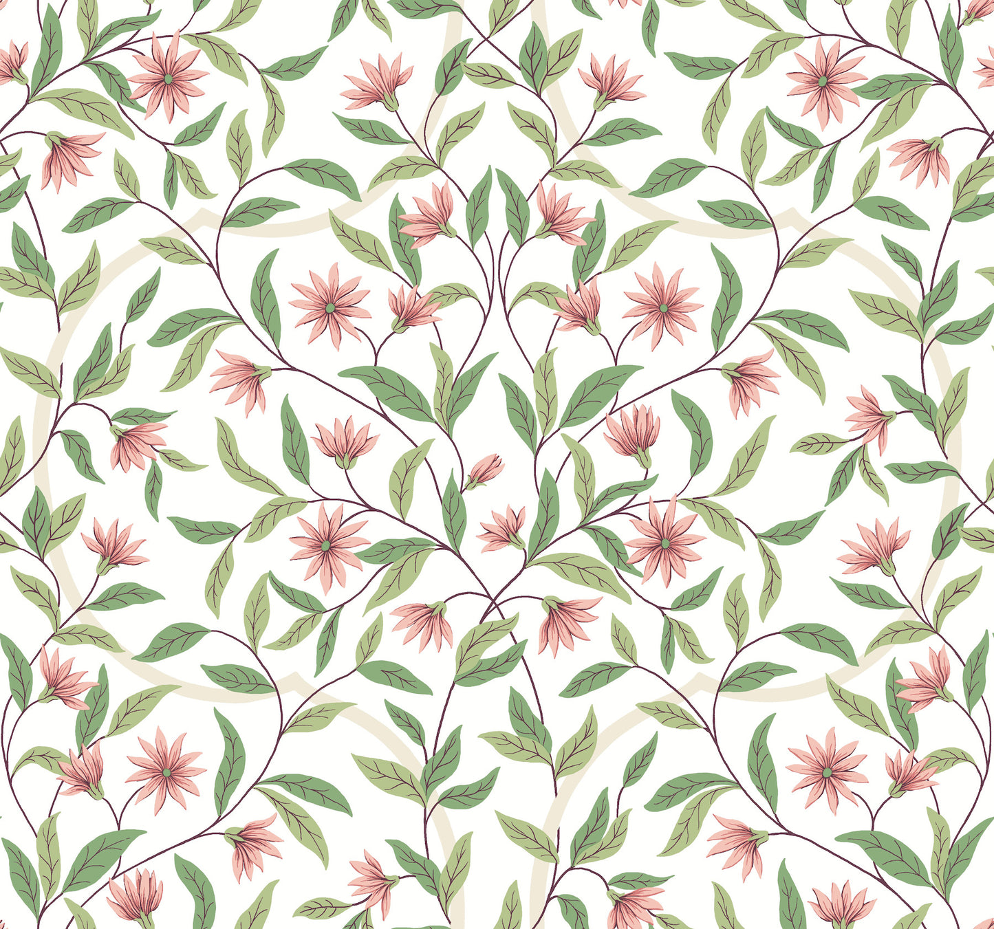 York Wallcoverings Greenhouse Jasmine Coral Wallpaper  Florals and Flowers Pinks   - GO8252