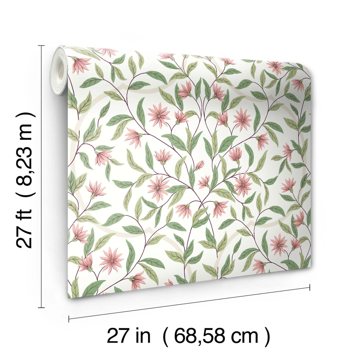 York Wallcoverings Greenhouse Jasmine Coral Wallpaper  Florals and Flowers Pinks   - GO8252