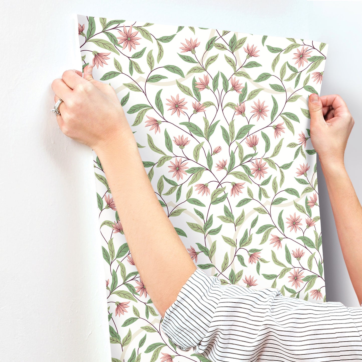 York Wallcoverings Greenhouse Jasmine Coral Wallpaper  Florals and Flowers Pinks   - GO8252