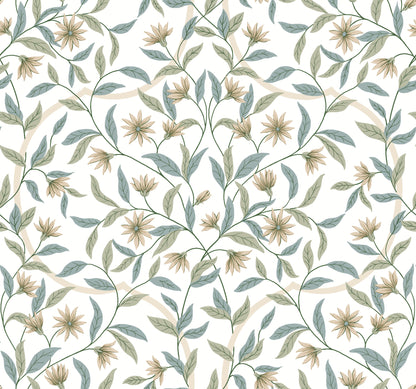York Wallcoverings Earthy Tones Eucalyptus Jasmine Wallpaper Florals & Flowers Florals & Flowers Jasmine   - GO8253