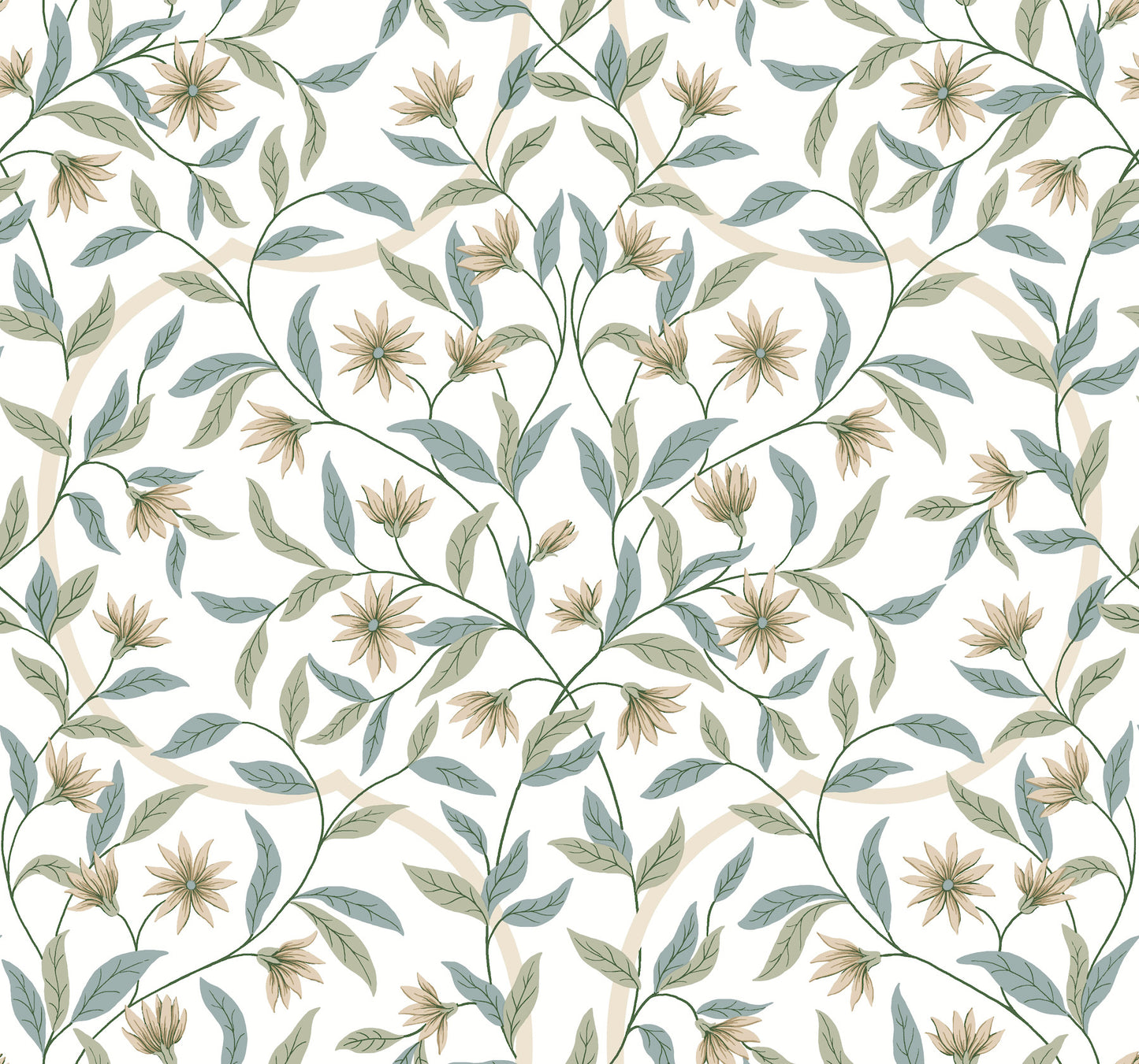 York Wallcoverings Black and White, III Eucalyptus Jasmine Wallpaper  Florals and Flowers Yellows   - GO8253