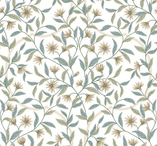 York Wallcoverings Black and White, III Eucalyptus Jasmine Wallpaper  Florals and Flowers Yellows   - GO8253