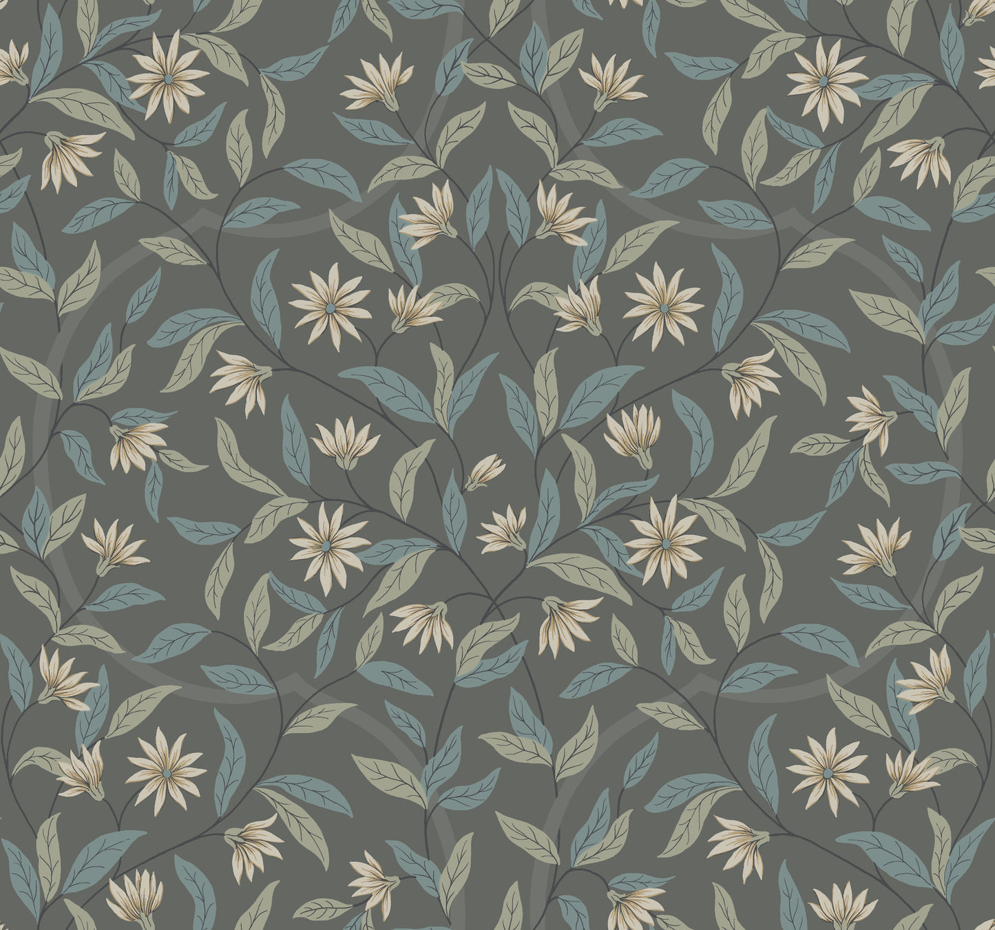 York Wallcoverings Beige and Neutrals Jasmine Charcoal Wallpaper  Florals and Flowers Greys   - GO8256