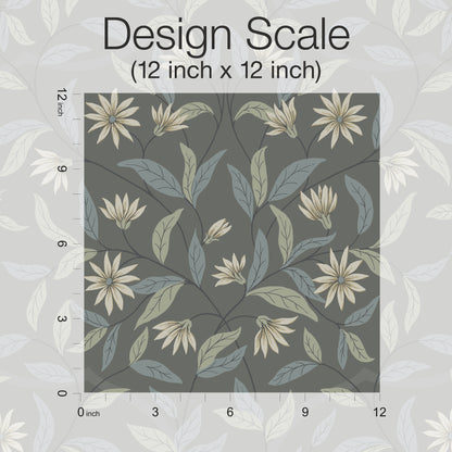 York Wallcoverings Beige and Neutrals Jasmine Charcoal Wallpaper  Florals and Flowers Greys   - GO8256