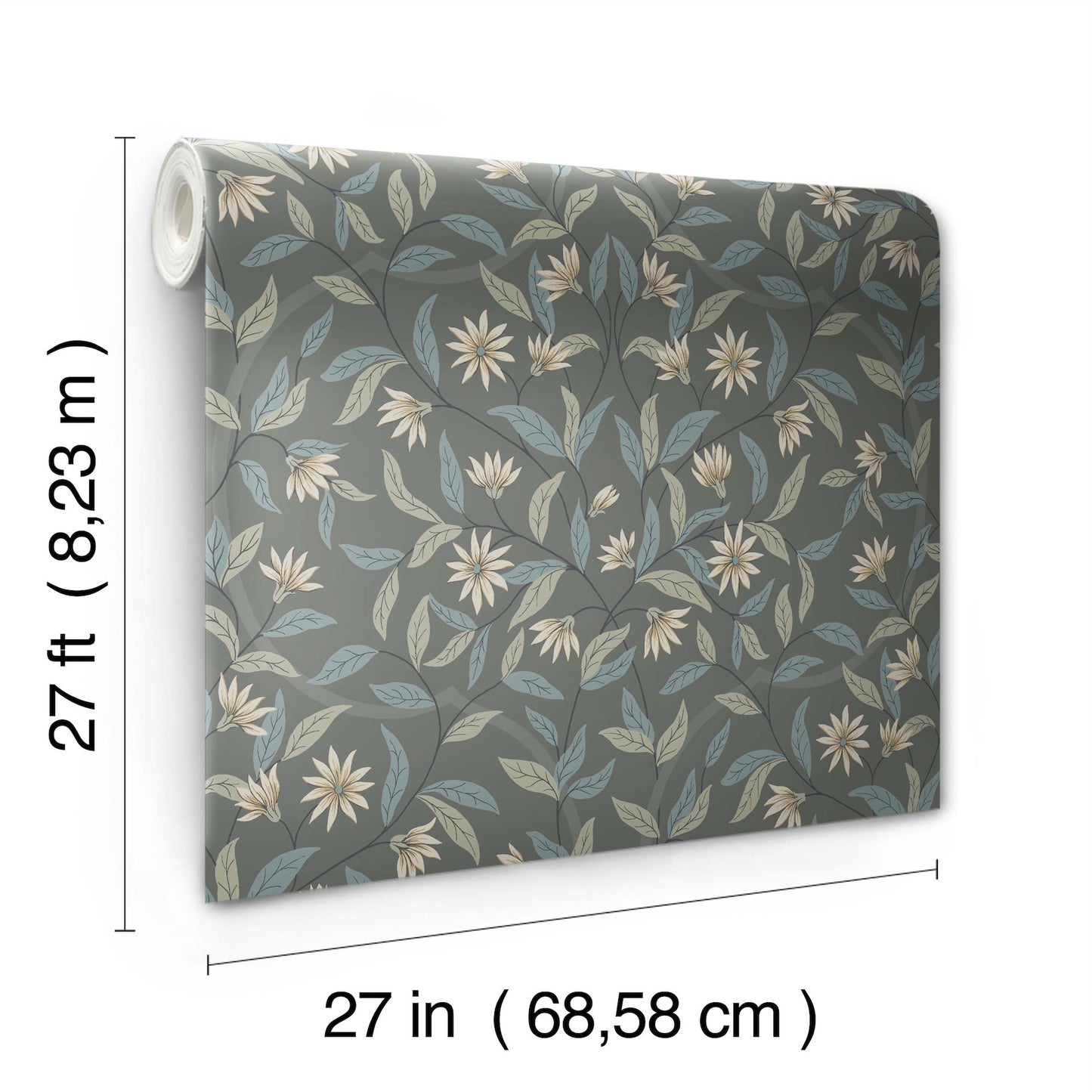 York Wallcoverings Beige and Neutrals Jasmine Charcoal Wallpaper  Florals and Flowers Greys   - GO8256