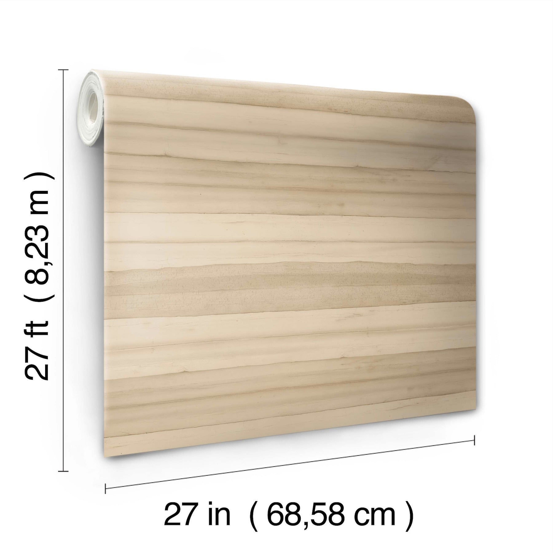 Wallpaper sample featuring Pandora Leaf Oak pattern with brown stripes; wallcovering, 27x27 in.