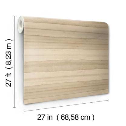 Wallpaper sample featuring Pandora Leaf Oak pattern with brown stripes; wallcovering, 27x27 in.