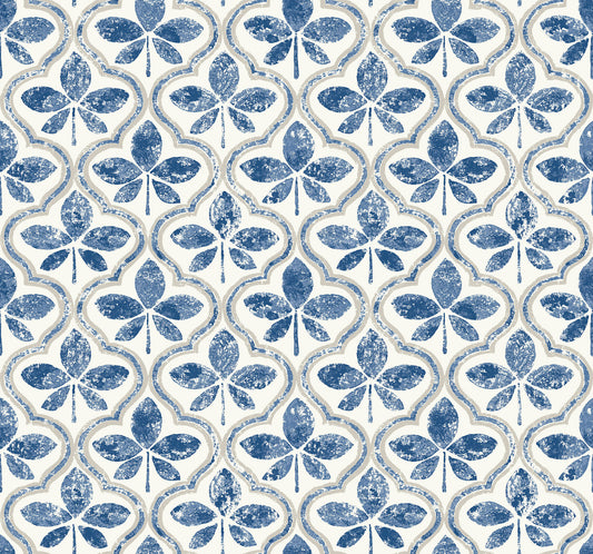 York Wallcoverings Black and White, III Sevilla Cobalt Wallpaper  Geometrics Blues   - GO8273