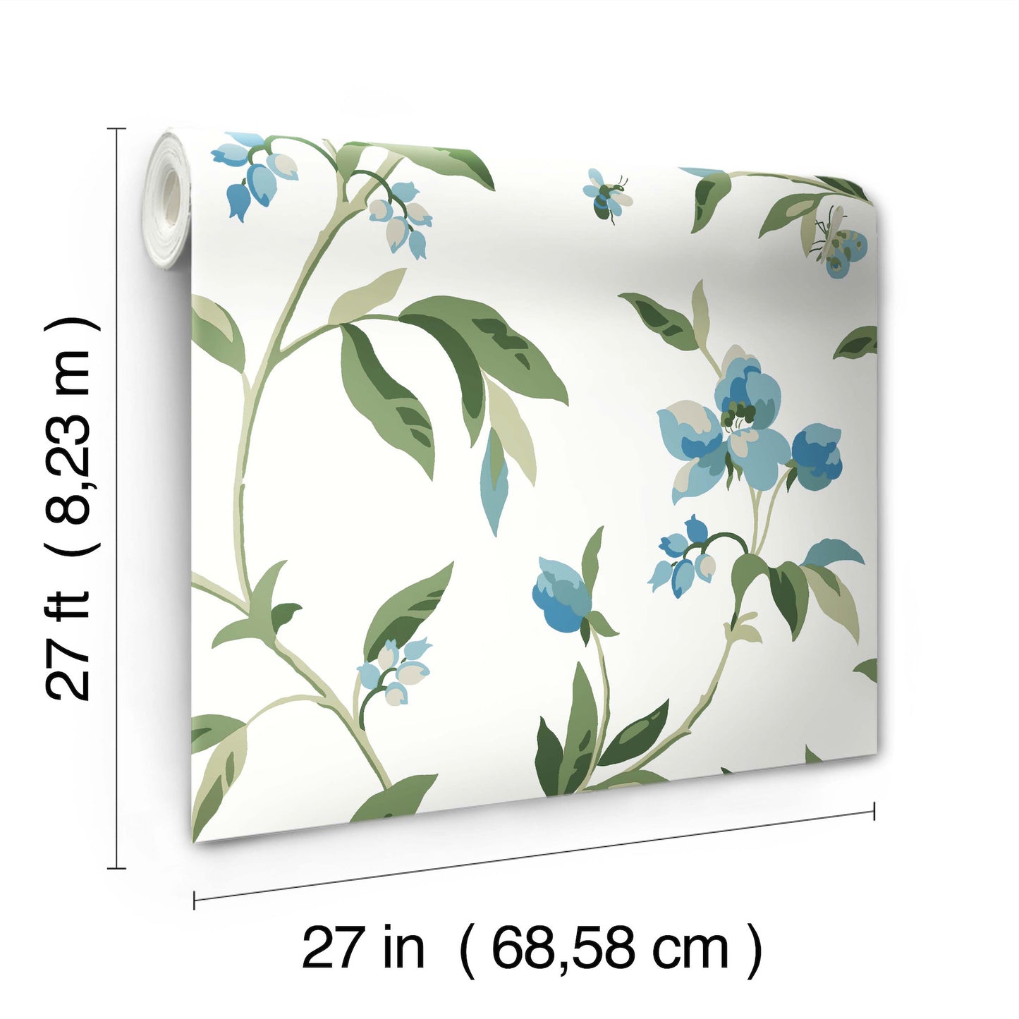 York Wallcoverings Greenhouse Springtime Blue and Green Wallpaper  Florals and Flowers Multicolor   - GO8283