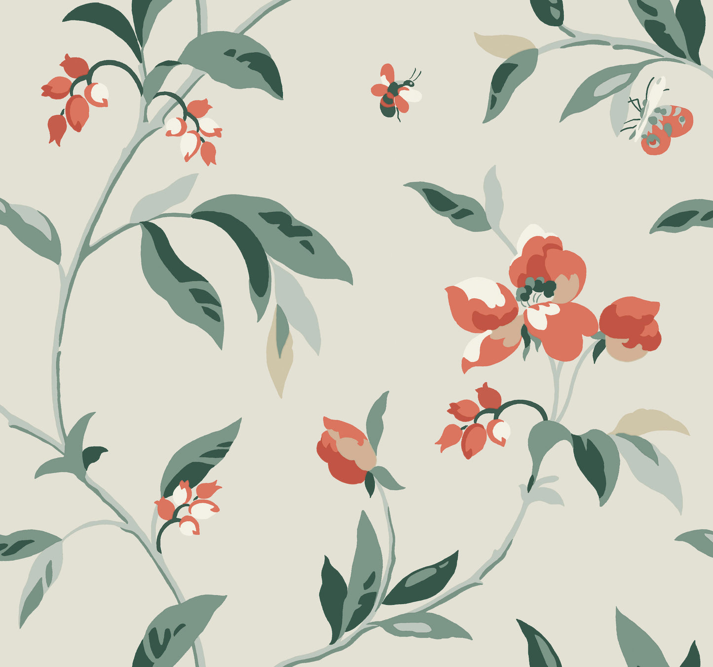 York Wallcoverings Greenhouse Springtime Beige and Orange Wallpaper  Florals and Flowers Multicolor   - GO8284