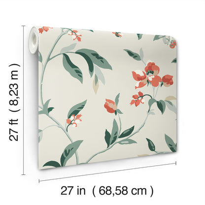 York Wallcoverings Greenhouse Springtime Beige and Orange Wallpaper  Florals and Flowers Multicolor   - GO8284