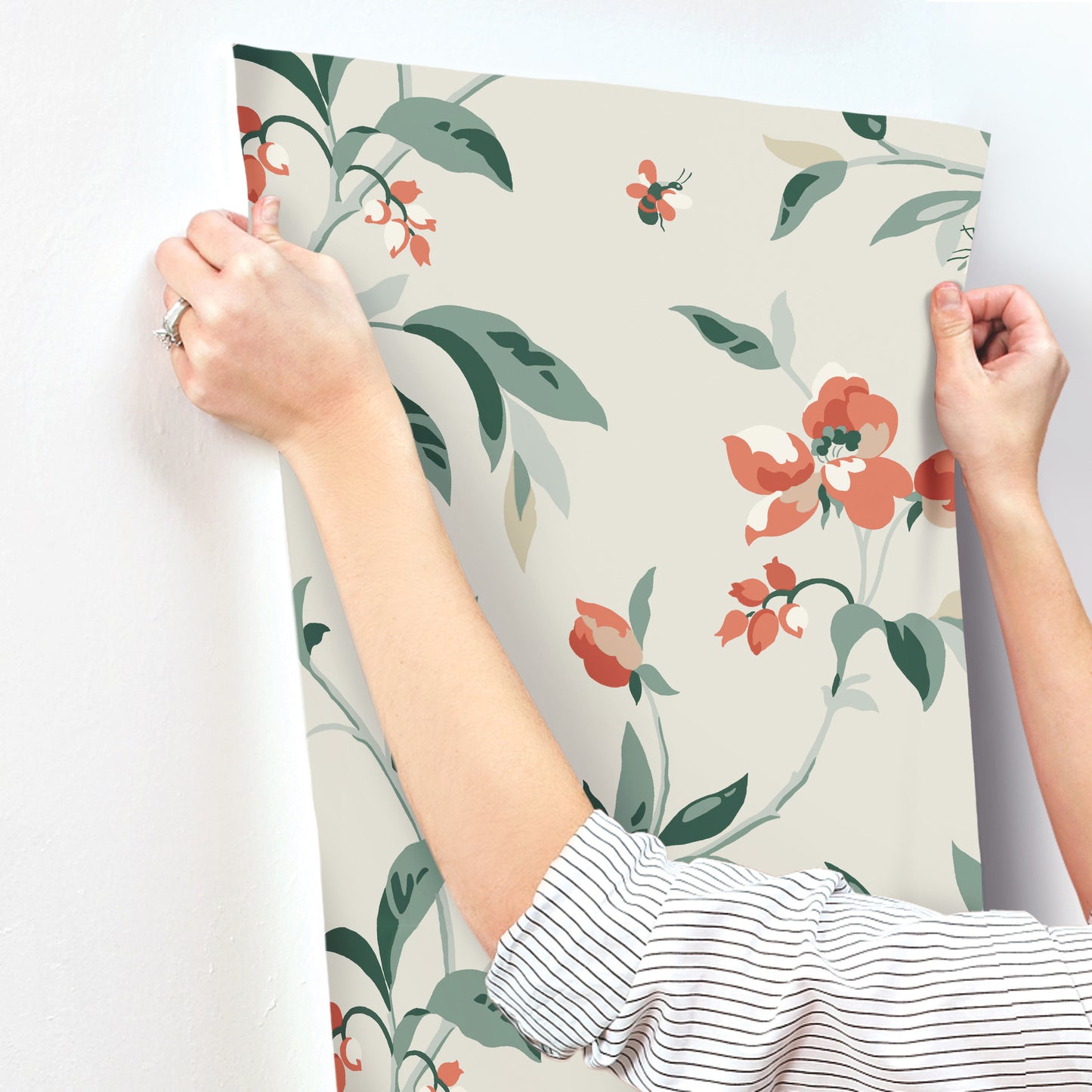 York Wallcoverings Greenhouse Springtime Beige and Orange Wallpaper  Florals and Flowers Multicolor   - GO8284