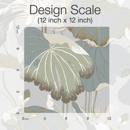 York Wallcoverings Artistic Abstracts Lotus Pond Grey and Blue Wallpaper  Botanical Multicolor   - GO8294