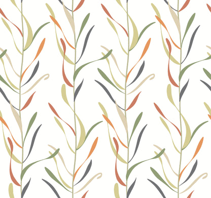 York Wallcoverings Blues II Chloe Vine Sienna Wallpaper  Stripes Greens   - GO8321