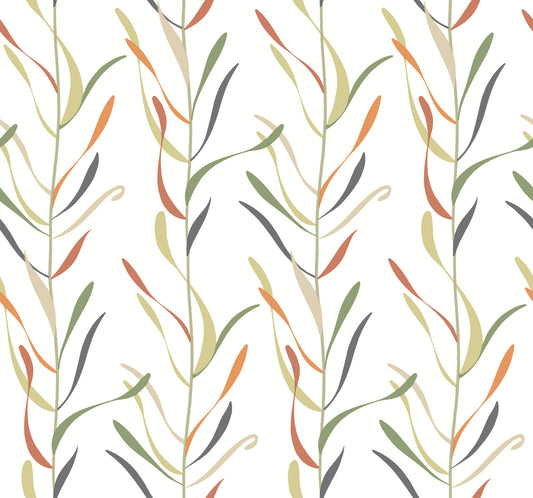 York Wallcoverings Blues II Chloe Vine Sienna Wallpaper  Stripes Greens   - GO8321