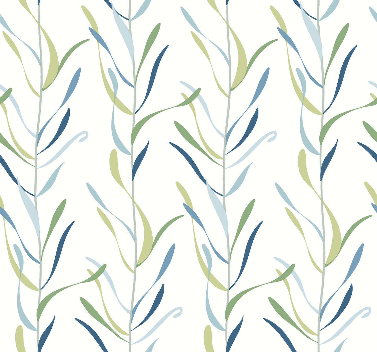 York Wallcoverings Greenhouse Chloe Vine Peacock Wallpaper  Stripes Blues   - GO8323
