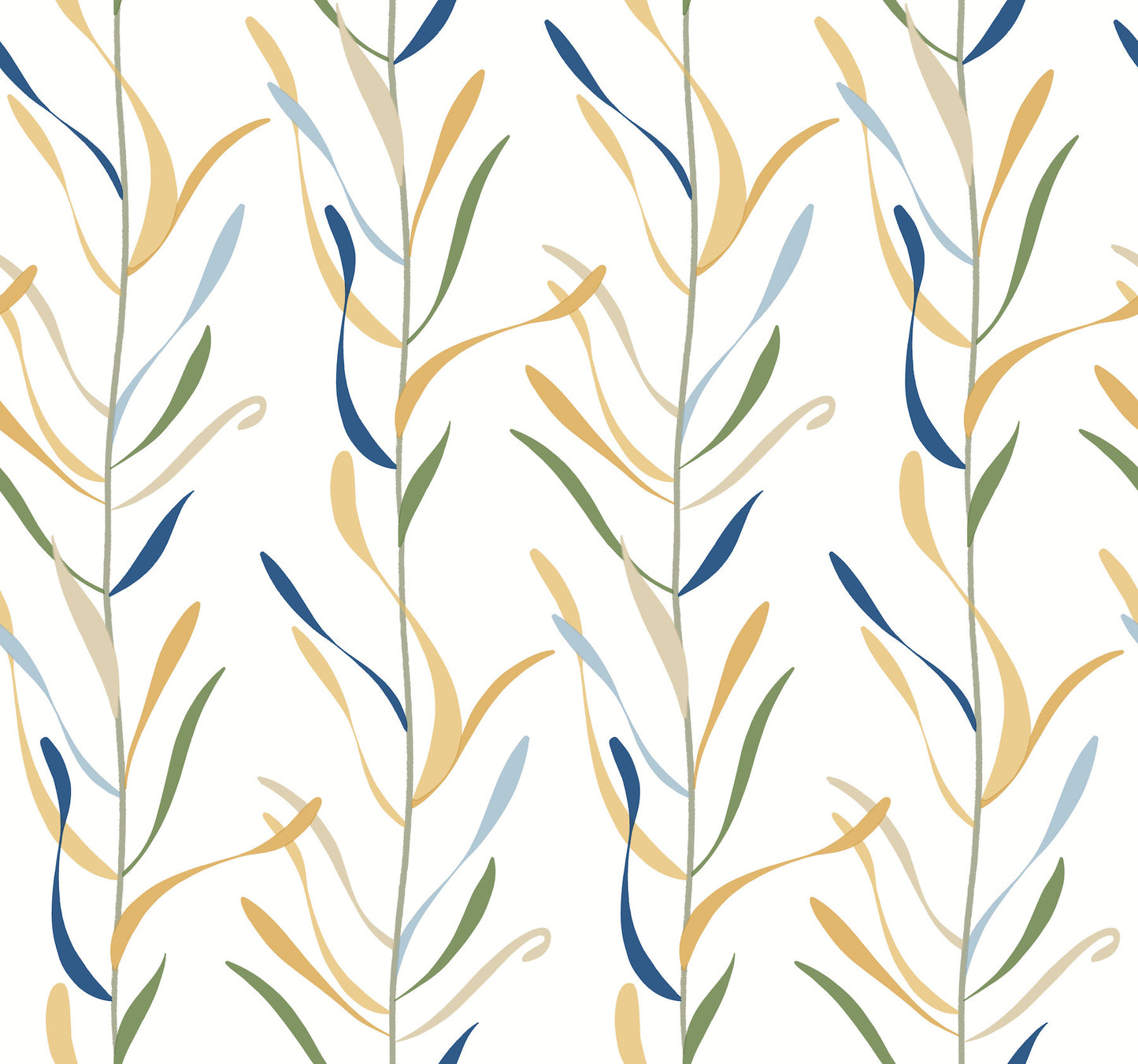 York Wallcoverings Greenhouse Chloe Vine Ochre Wallpaper  Stripes Blues   - GO8325