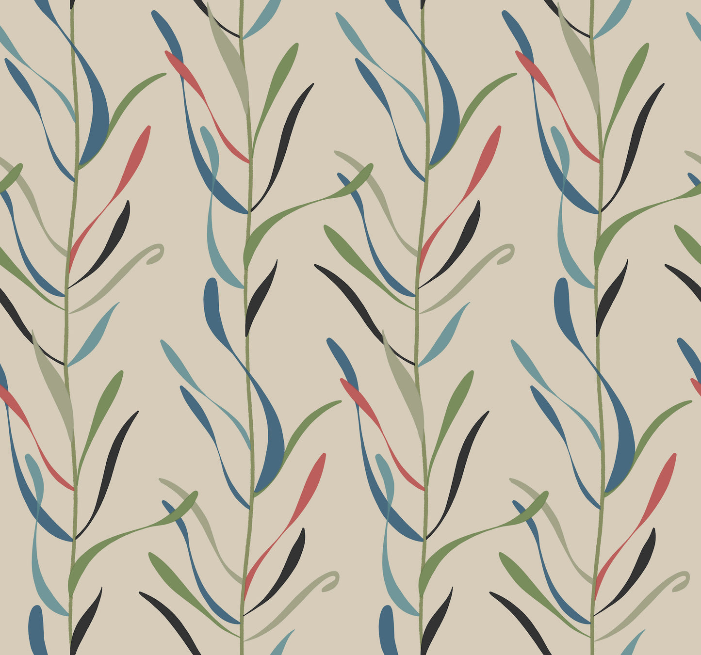 York Wallcoverings Greenhouse Chloe Vine Savanna Wallpaper  Stripes Neutrals   - GO8326