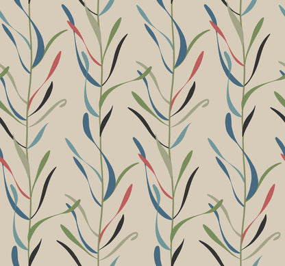 York Wallcoverings Greenhouse Chloe Vine Savanna Wallpaper  Stripes Neutrals   - GO8326