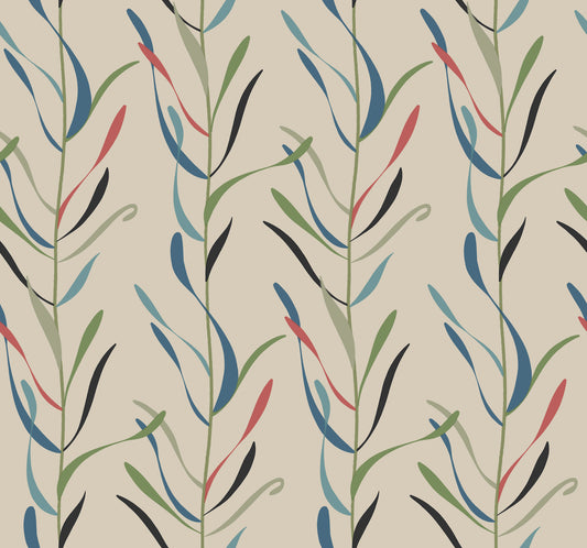 York Wallcoverings Greenhouse Chloe Vine Savanna Wallpaper  Stripes Neutrals   - GO8326