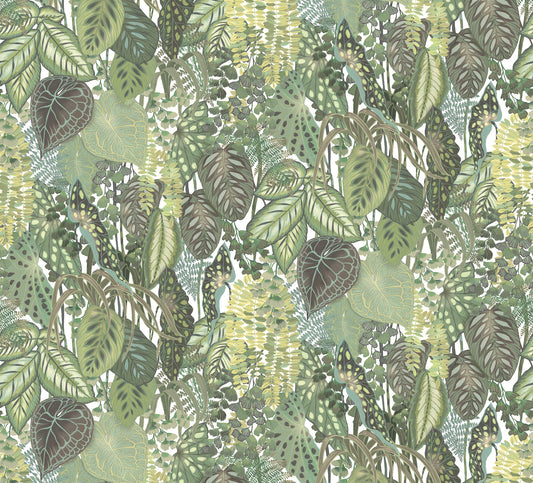 York Wallcoverings Grasscloth Resource Greenery Cotton Wall Mural  Tropical Greens   - GO8332M
