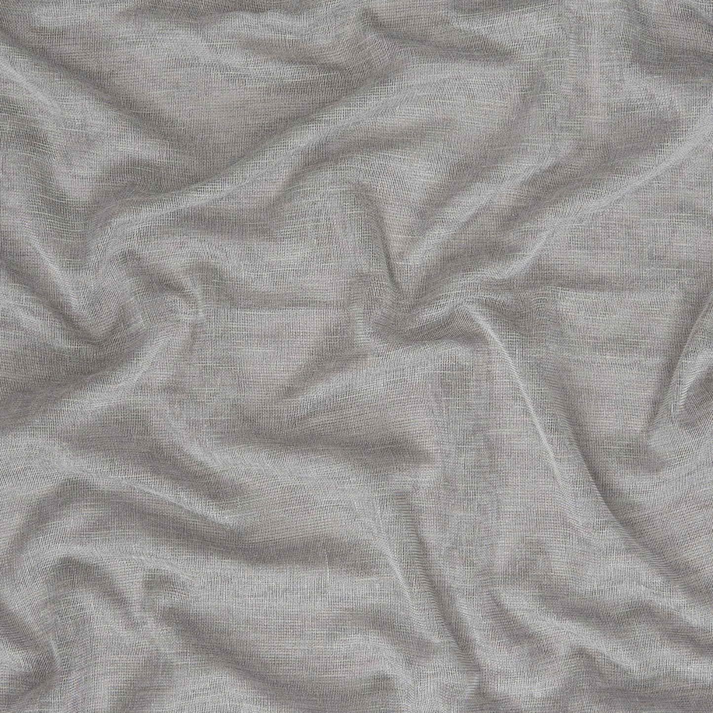 Light gray linen-look fabric with soft drape and wrinkled texture.
