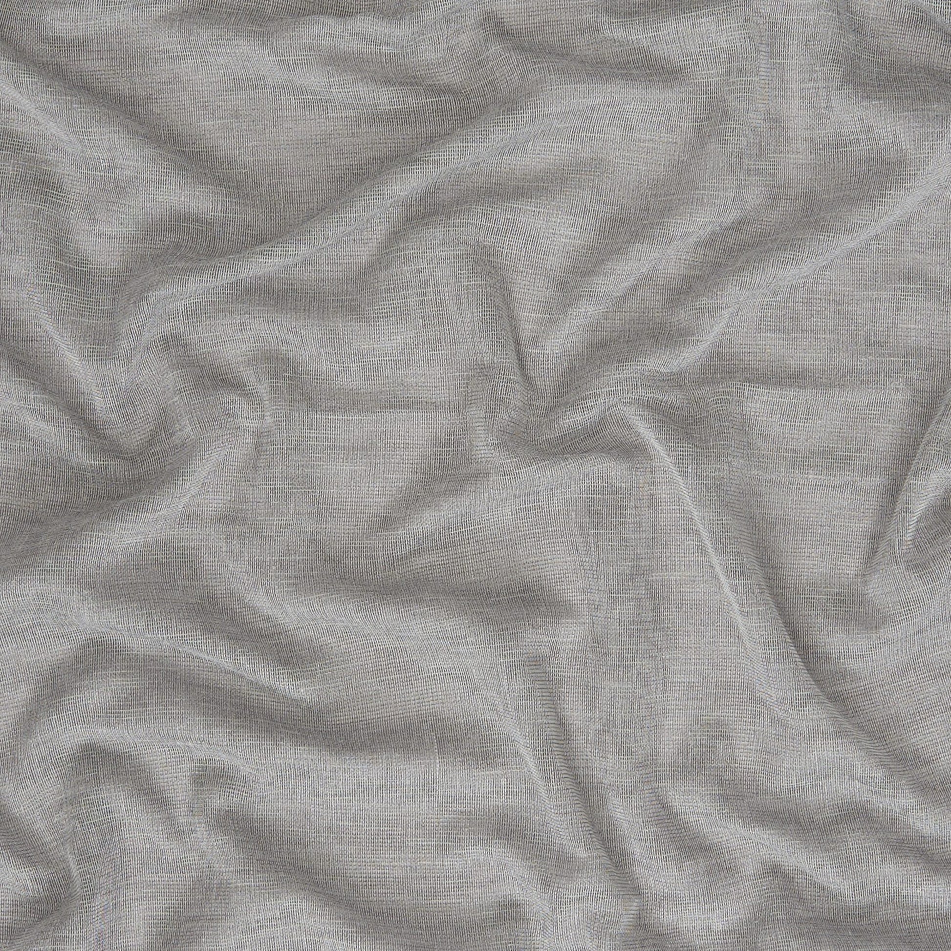 Light gray linen-look fabric with soft drape and wrinkled texture.