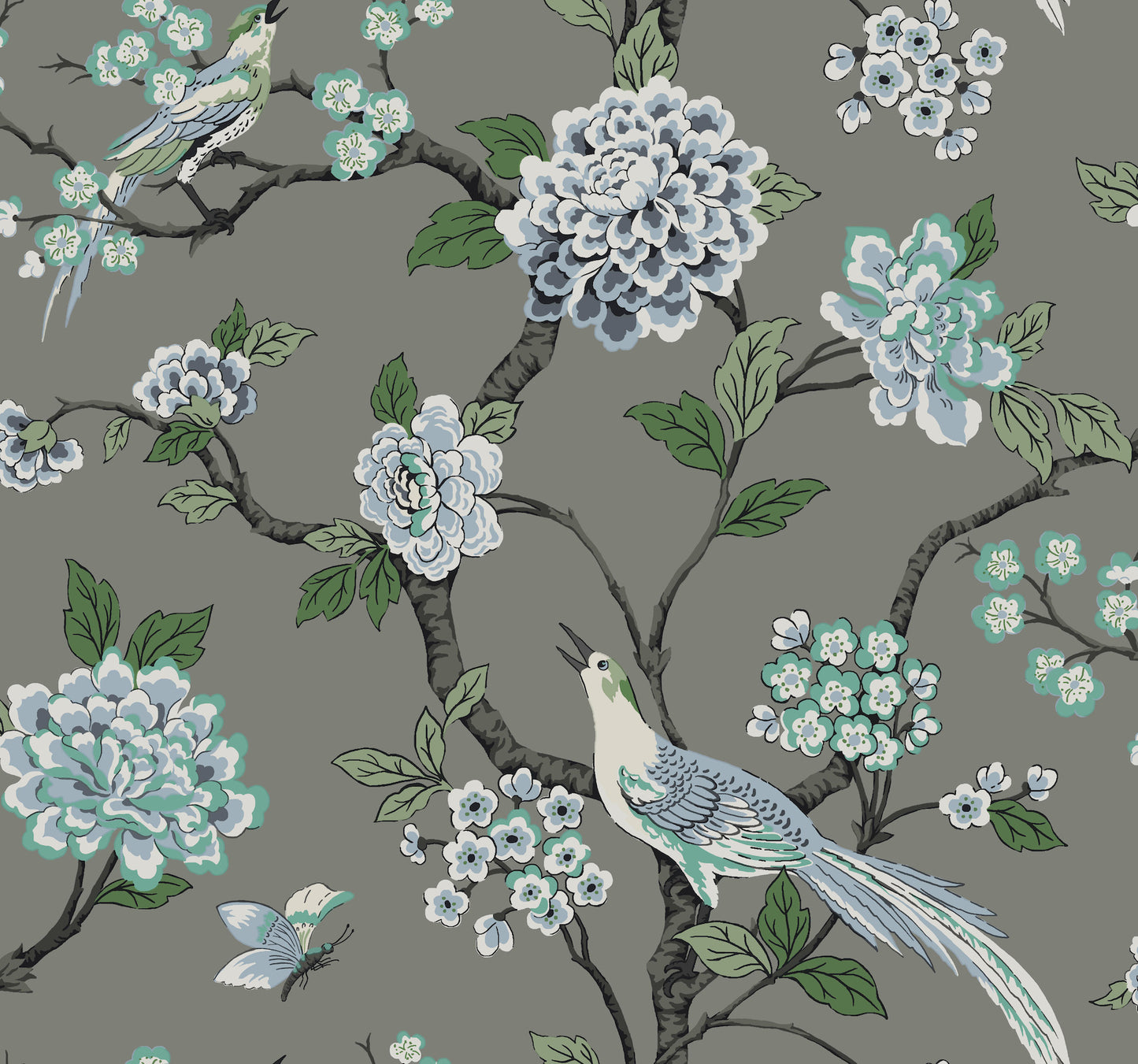 York Wallcoverings Shimmering Finishes Fanciful Grey Wallpaper  Animals Greys   - GR5933