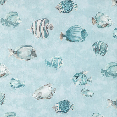 KRAVET DESIGN PRINT TROPICAL BLUE,GREY,   - GREAT REEF.15.0