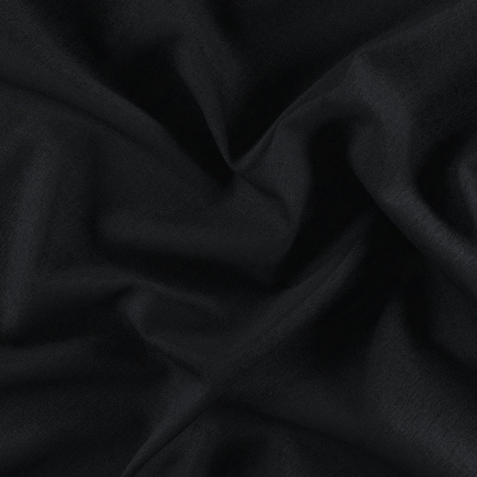 Black chenille fabric with plush texture, draped in soft folds; matte finish.