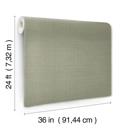Beige linen-like wallpaper roll with textured weave, 36 in wide by 24 ft long.